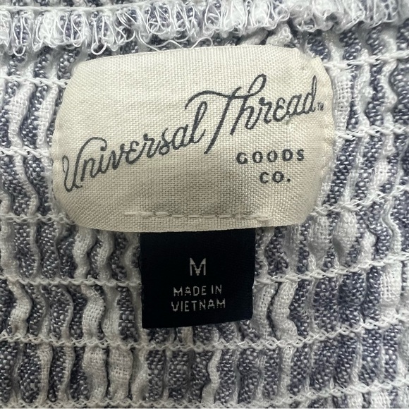 Universal Thread M Striped Babydoll Linen Blend Coastal Chic Beachy Crop Top - Picture 5 of 9